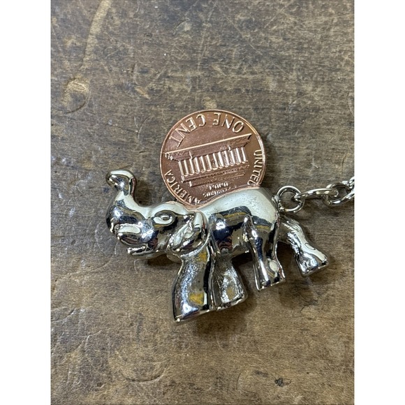 Lucky Elephant Lottery Scratcher Silver Toned Keychain  Lincoln Penny - Picture 3 of 7